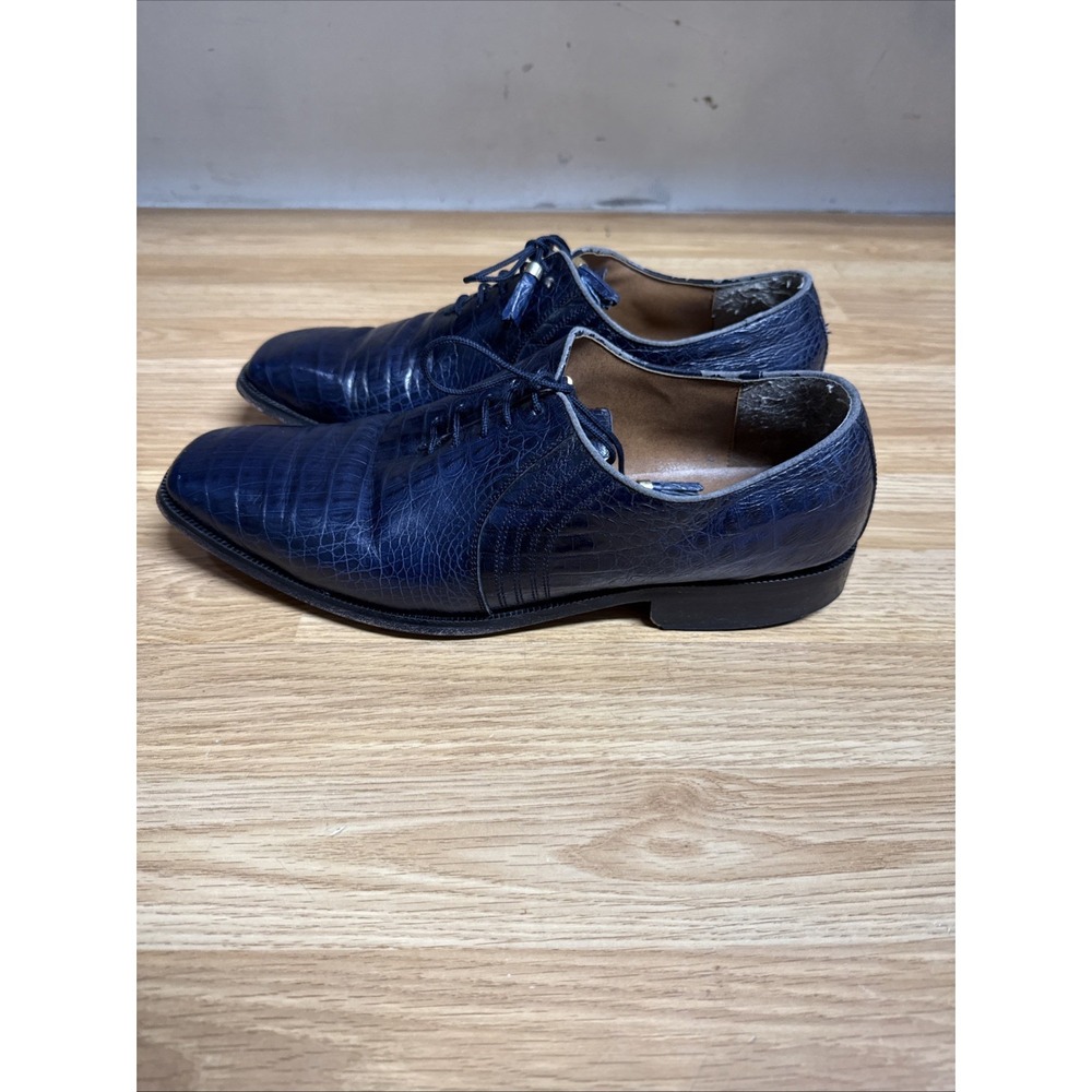 Marco Vicci Dress Shoes Mens Size 13 M‎ Titus Croc Embossed Tassel Blue Canton